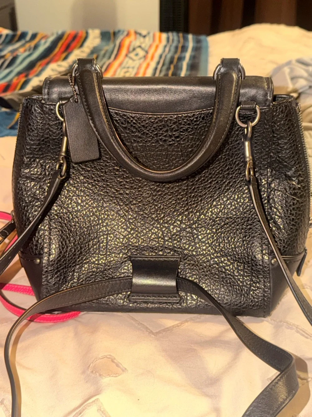 Coach Black Leather Turnlock Backpack - Picture 4 of 4